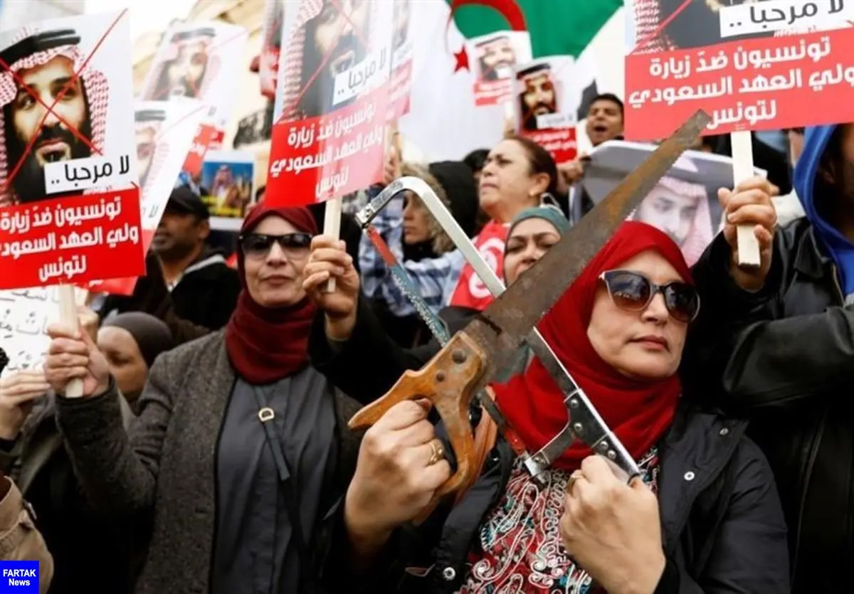  ورود بن‌سلمان به تونس در سایه اعتراضات گسترده مردم این کشور 