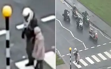 عمل انساندوستانه موتوسوار در خیابان+فیلم