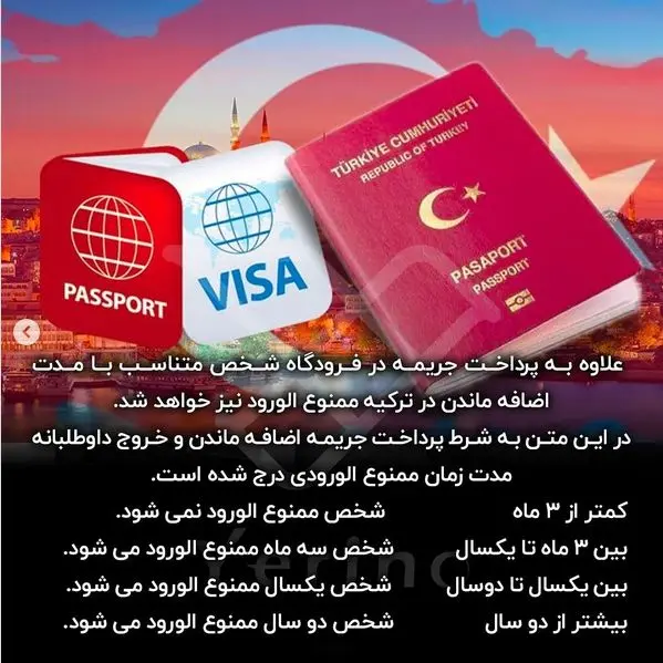 جریمه اضافه ماندن در ترکیه
