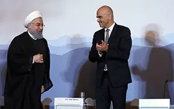 خوشامدگویی فارسی رئیس جمهور سوئیس به روحانی+فیلم