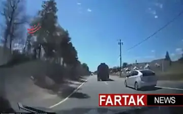 لحظه برخورد تانکر سوخت با دکل‌برق + فیلم