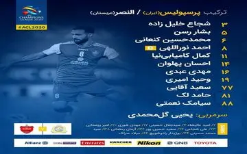 اعلام ترکیب پرسپولیس مقابل النصر