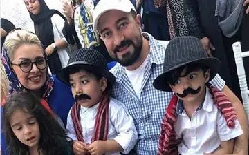 «مجید صالحی» در کنار همـسر و دوقلوهایش