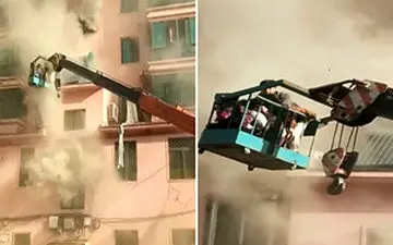 اپراتور جوان جرثقیل، جان ۱۴ نفر را نجات داد + فیلم 