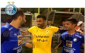 حاشیه دیدار نفت مسجدسلیمان - استقلال / خوش و بش میداودی با استقلالی‌ها + عکس