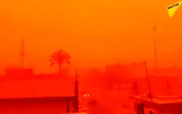 فیلم طوفان شن وحشتناک در آسمان عراق