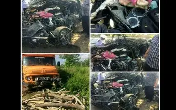 سوناتا زیر کامیون رفت و به آهن پاره تبدیل شد / ۴ سرنشین سوناتا کشته شدند + عکس