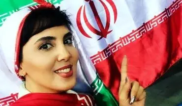 تیپ عجیب خانم بازیگر در استادیوم مسابقات والیبال ایران و برزیل