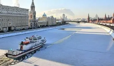عکس/ رودخانه یخ بسته در مسکو
