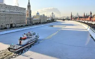 عکس/ رودخانه یخ بسته در مسکو