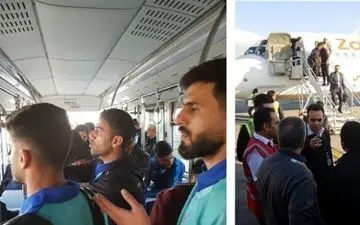 وحشت بازیکنان استقلال خوزستان بخاطر نقص فنی هواپیمای تهران اهواز + عکس