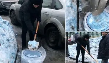 بارش برف آبی‌رنگ در روسیه!/عکس