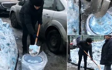 بارش برف آبی‌رنگ در روسیه!/عکس