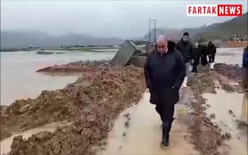 
پل تخریب شده قزانچی و بازدید میدانی استاندار کرمانشاه