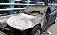 آتش سوزی یک دستگاه خودرو بنز در بزرگراه امام علی