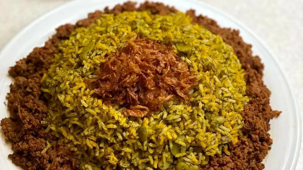 طرز تهیه باقالی پلو با گوشت (نرم و خوش‌عطر با ته‌دیگ طلایی)