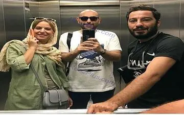 تیپ متفاوت و خاص بازیگر زن و مرد در آسانسور