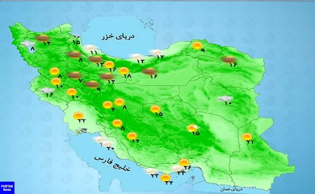 وزش باد شدید در 14 استان کشور/آسمان تهران ابری است+جدول