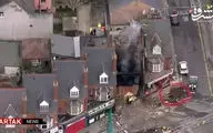 تصاویر هوایی از انفجار یک ساختمان در انگلیس