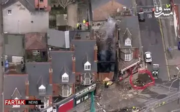 تصاویر هوایی از انفجار یک ساختمان در انگلیس