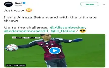 چالش بیرانوند برای ادرسون، دخیا و آلسیون بکر +فیلم 