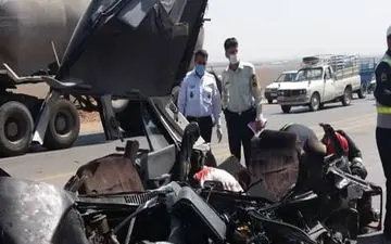 ۶ کشته و مجروح در برخورد تانکر حامل قیر و ساینا در لارستان
