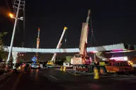سازه فلزی عرشه پل B۱۰ بزرگراه ارتش تهران نصب شد