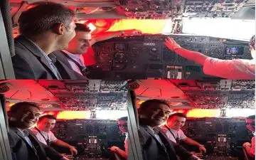 سلفی های احمدرضا عابدزاده در کابین خلبان/ عکس