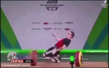 بیهوش شدن ورزشکار در زیر"وزنه" + فیلم