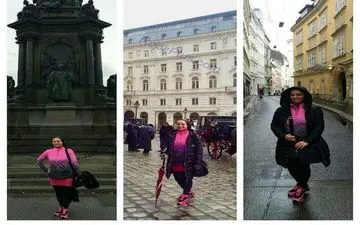 تیپ صورتی خانم بازیگر در اتریش+عکس