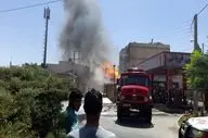 آتش‌سوزی در پمپ‌ بنزین 24 متری اهواز + ویدئو