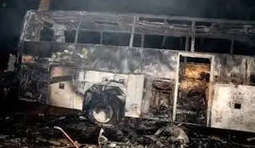 اتوبوس شرکت واحد در آتش سوخت 