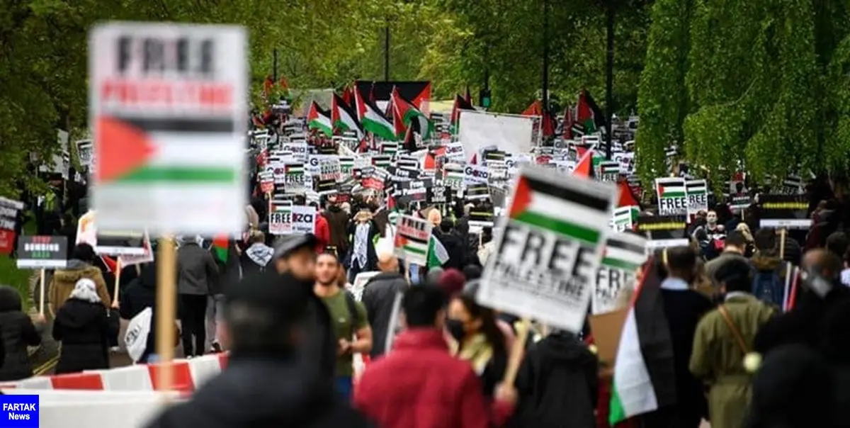 تظاهرات هزاران لندنی در حمایت از مردم مظلوم فلسطین
