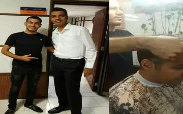  عکس عادل فردوسی پور در کنار آرایشگر اختصاصی اش