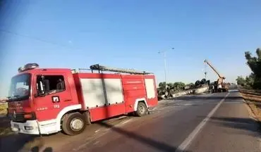 یک فوتی در واژگونی تانکر سوخت در محور اندیمشک به شوش