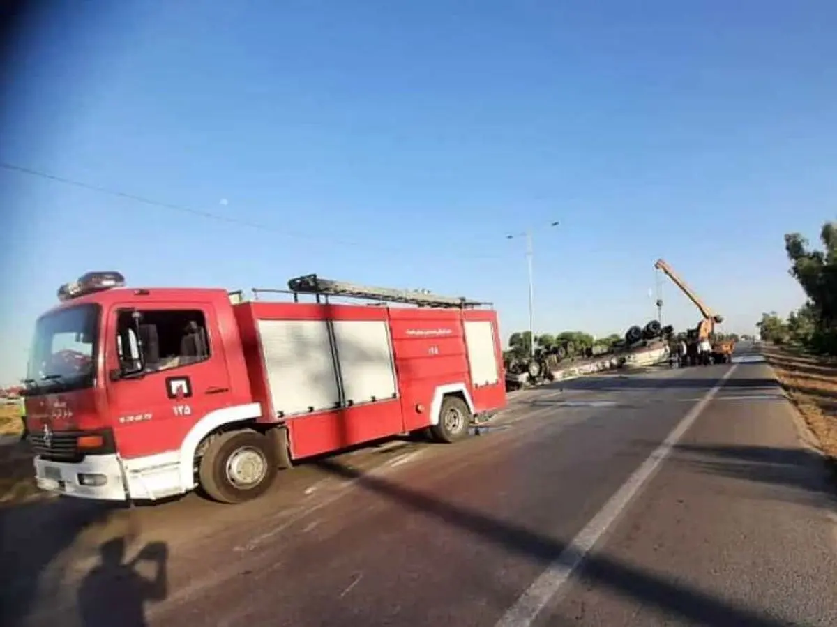   یک فوتی در واژگونی تانکر سوخت در محور اندیمشک به شوش 
