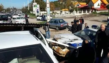 تصادف خونین سمند با ماشین پلیس در مازندران + عکس 