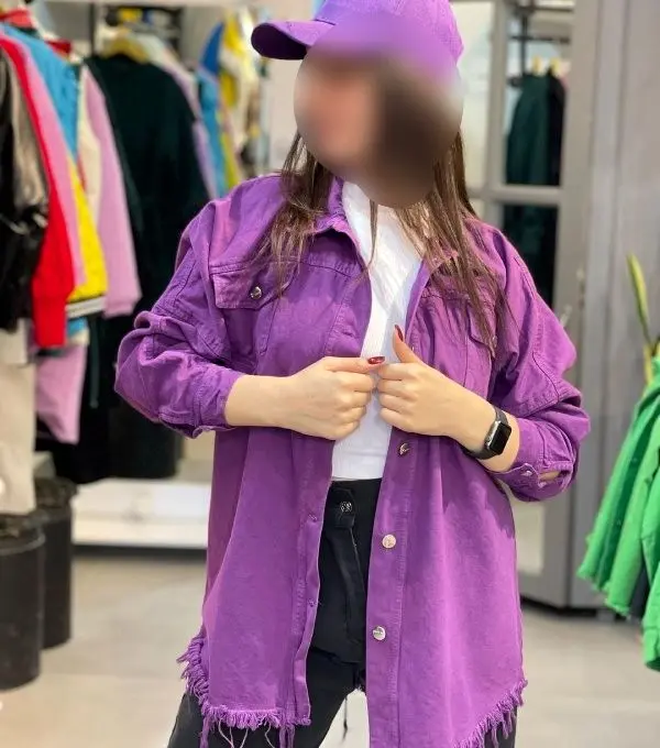 مدل شومیز کتان بنفش ریش ریشی جذاب