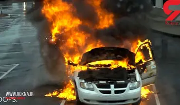 ترس و وحشت هنگام انفجار یک خودروی لوکس در آتش+فیلم