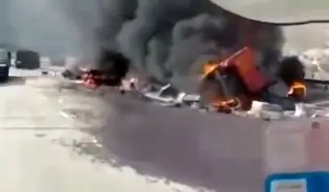 تصادف وحشتناک در جاده سیرجان / راننده ها هردو در آتش سوختند
