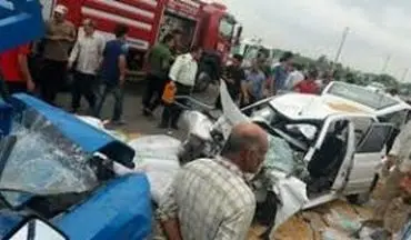 برخورد مرگبار خودروی پراید و نیسان در مازندران