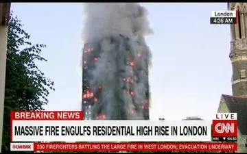  آتش سوزی گسترده یک برج مسکونی در لندن/برخی افراد خود را به بیرون پرت کردند