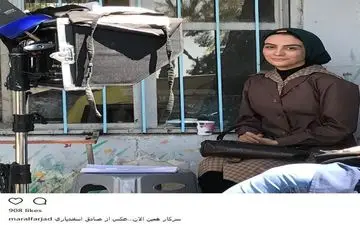 تیپ جالب مارال فرجاد سر صحنه فیلمبرداری (عکس)