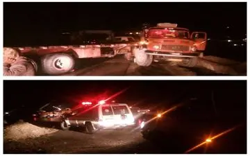 انحراف و قیچی دو دستگاه تریلر بنز و ولوو سه مصدوم بر جای گذاشت