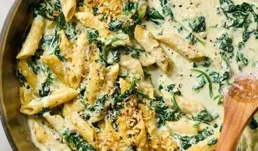 آموزش یک پاستای متفاوت و مقوی| پاستا با سس اسفناج و خامه 