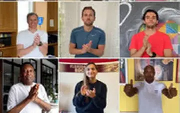 تشویق کادر درمانی توسط بکهام، پله، رونالدو و رفقا