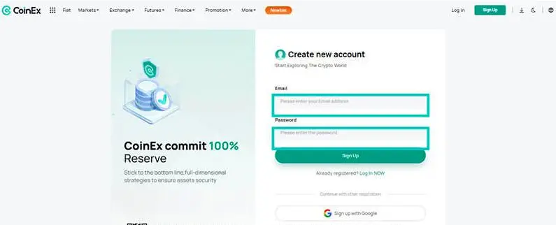 ثبت نام صرافی CoinEx