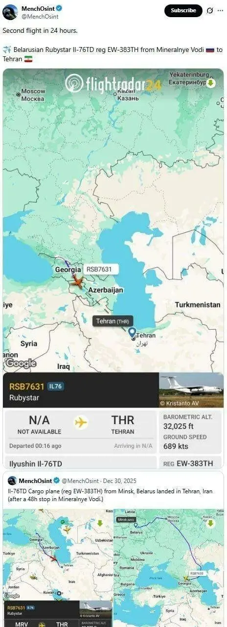 ادعای پروازهای پنهانی روس‌ها به تهران و تبریز