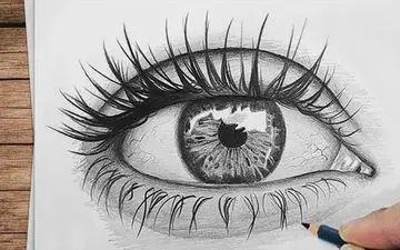 آموزش نقاشی | آموزش گام به گام کشیدن چشم اشکی با مداد سیاه برای مبتدیان + ویدئو