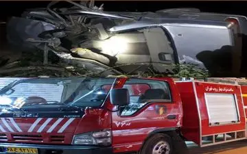 مصدومیت دو نفر بر اثر واژگونی خودرو در محور کرمانشاه - بیستون 